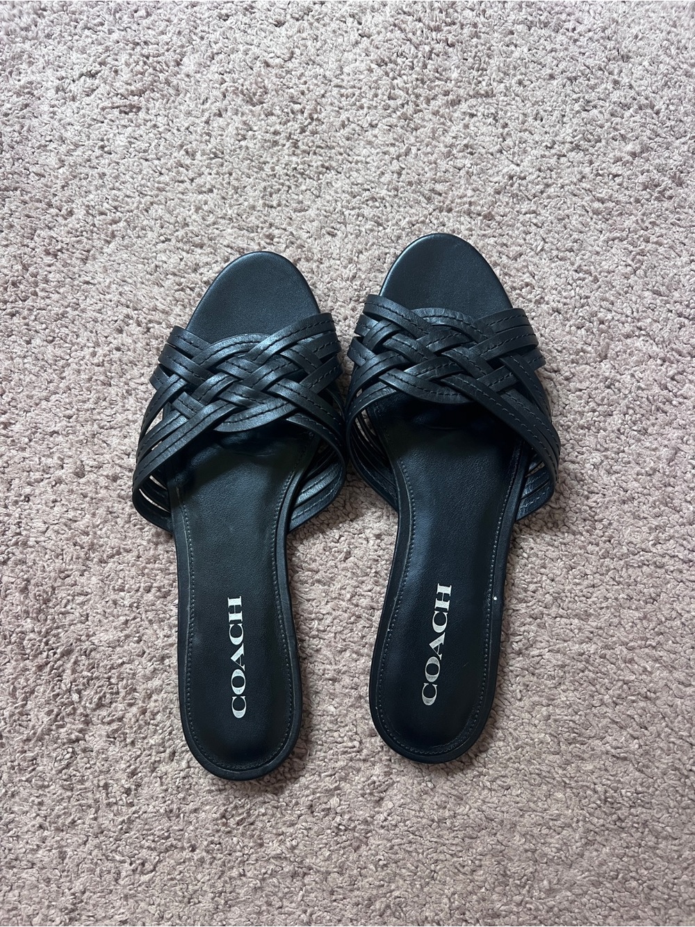 COACH Black Braided Slide Sandals 8.5 W